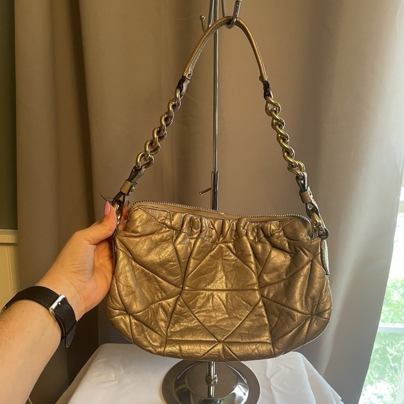 Marc Jacobs Camila Leather Quilted Patchwork Shoulder Bag Purse Italy Gold - Picture 3 of 16